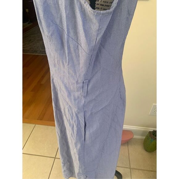 Elie Tahari Shirt Dress Striped Sleeveless Stretch Belted Pockets Snap Front - Picture 7 of 10